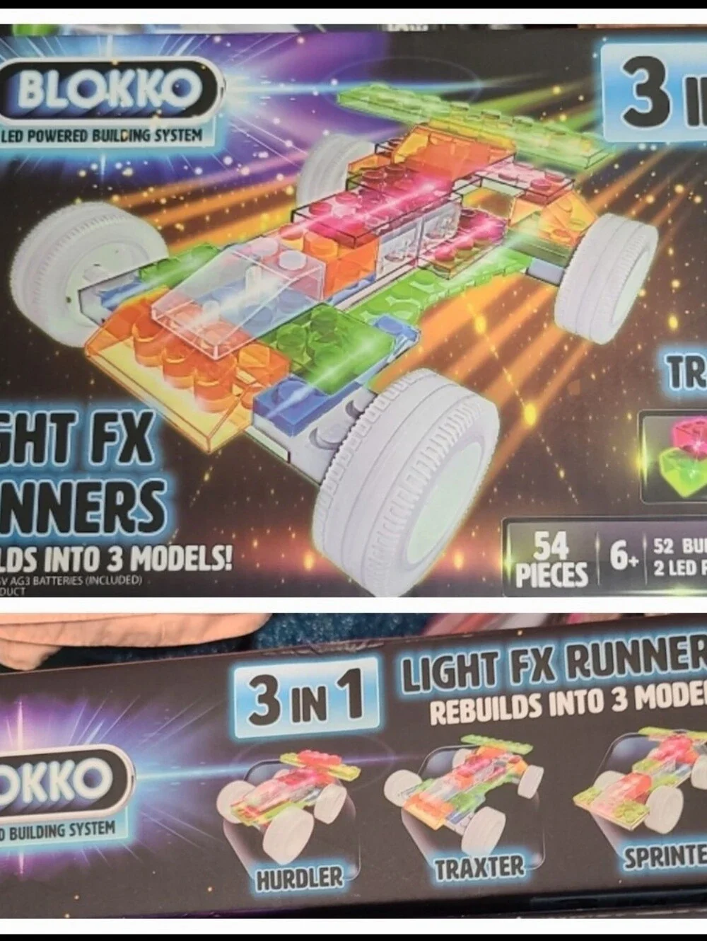 Blokko 4 Pack Of  Light FX 3 In 1  Building Sets. Lighted & Makes 12 Diff Models